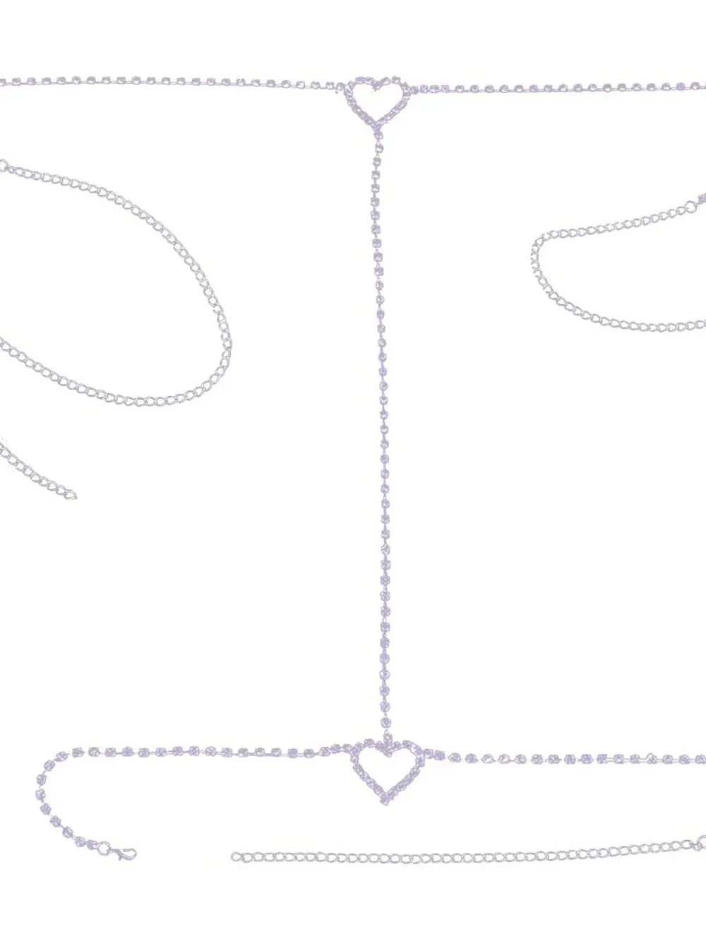 Rhinestone Heart Leg Chain Rhinestone Thigh Silver Crystal Leg Chain Waist Chain